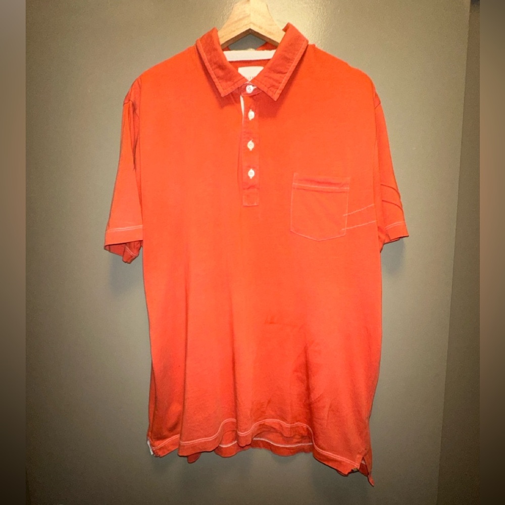 Billy Reid orange cotton polo
